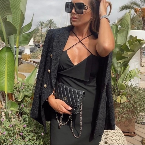 Zara black strappy asymmetrical mini dress size S blogger choice - Picture 5 of 16